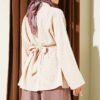 Half Button Front Tied Tunic Beige – Image 3