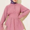 Half Button Front Tied Tunic Rose Dust