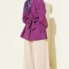 Half Button Front Tied Tunic Purple – Image 3