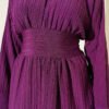 Half Button Front Tied Tunic Purple – Image 4