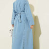 Half-Zip Belted Denim Dress Light Blue - الصورة 3