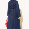 Half-Zip Belted Denim Dress Navy Blue - Image 3