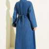 Half-Zip Belted Denim Dress Blue - Image 3