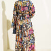 Half Placket Printed Dress Navy Blue - Image 3