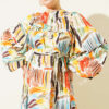 Half Placket Printed Dress Orange - Image 2