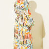 Half Placket Printed Dress Orange - Image 3