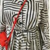 Half Placket Patterned Satin Dress Black – Bild 4