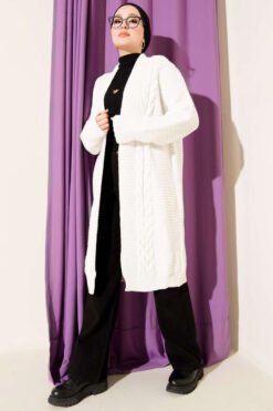 Alternative view of Textured Stripe Knit Cardigan Ecru