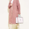 Textured Stripe Knit Cardigan Rose Dust – Image 2