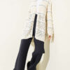 Horizontal Striped Openwork Knit Cardigan Beige - Image 2