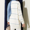 Horizontal Striped Openwork Knit Cardigan Ecru - Image 3