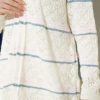 Horizontal Striped Openwork Knit Cardigan Ecru - Image 4
