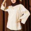 Split Detail Wide Sleeve Tunic Beige