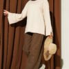 Split Detail Wide Sleeve Tunic Beige - Image 2