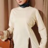 Side Slit Tunic with Ties Beige
