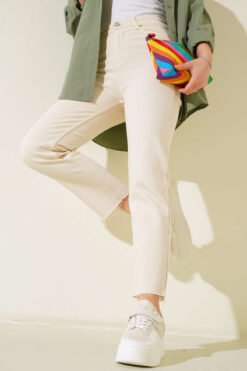 Alternative view of High Waist Straight Leg Jeans Stone
