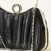 Ring-Handled Satin Pleated Evening Bag Black - Image 3