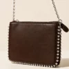 Studded Chain Strap Bag Brown