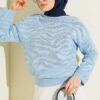 Zebra Print Knitted Sweater Blue