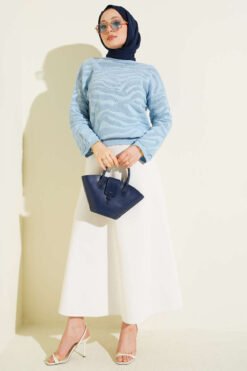 Alternative view of Zebra Print Knitted Sweater Blue