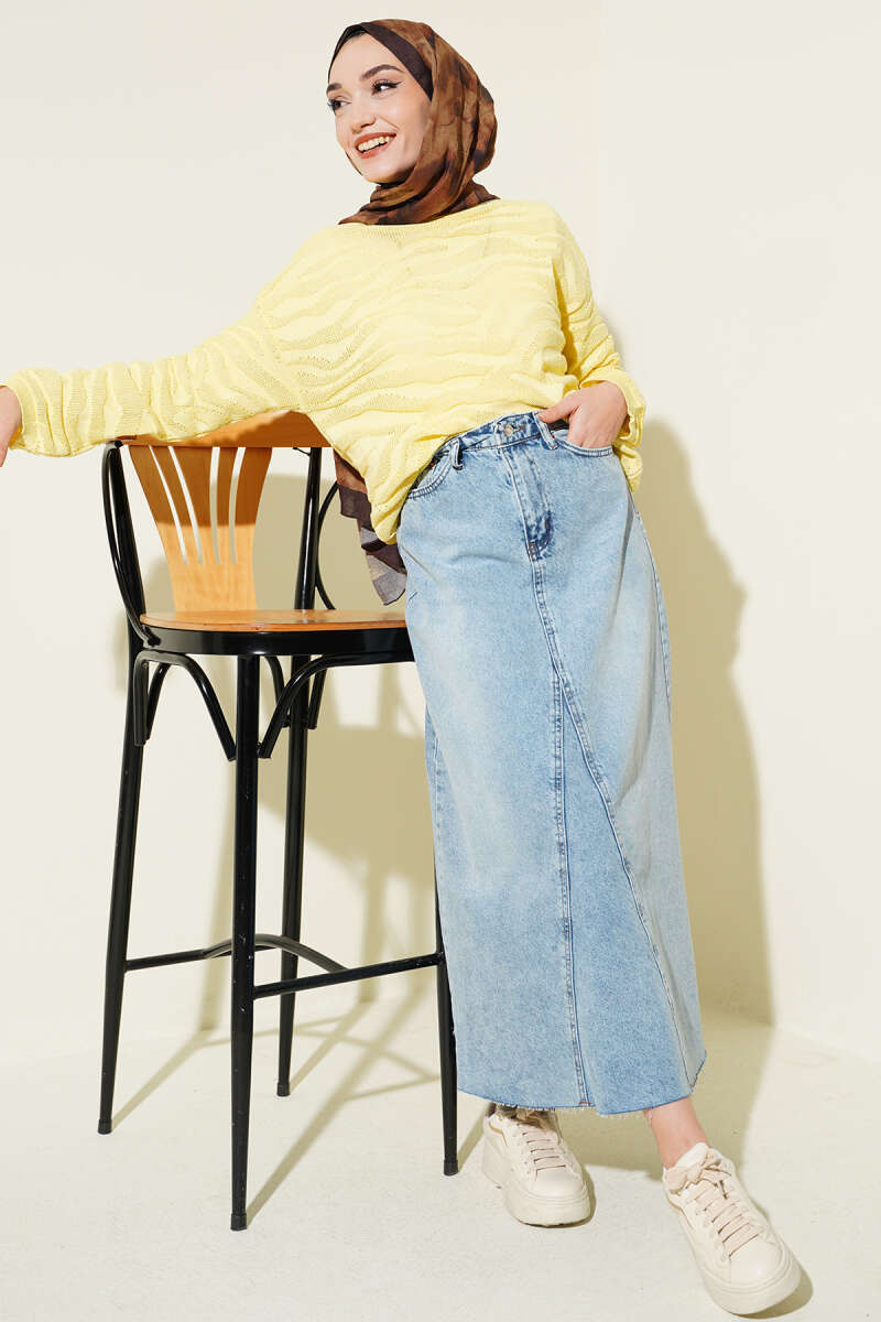 Zebra Print Knitted Sweater Yellow - immagine 2