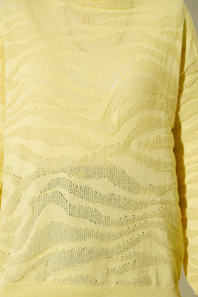 Zebra Print Knitted Sweater Yellow - immagine 4