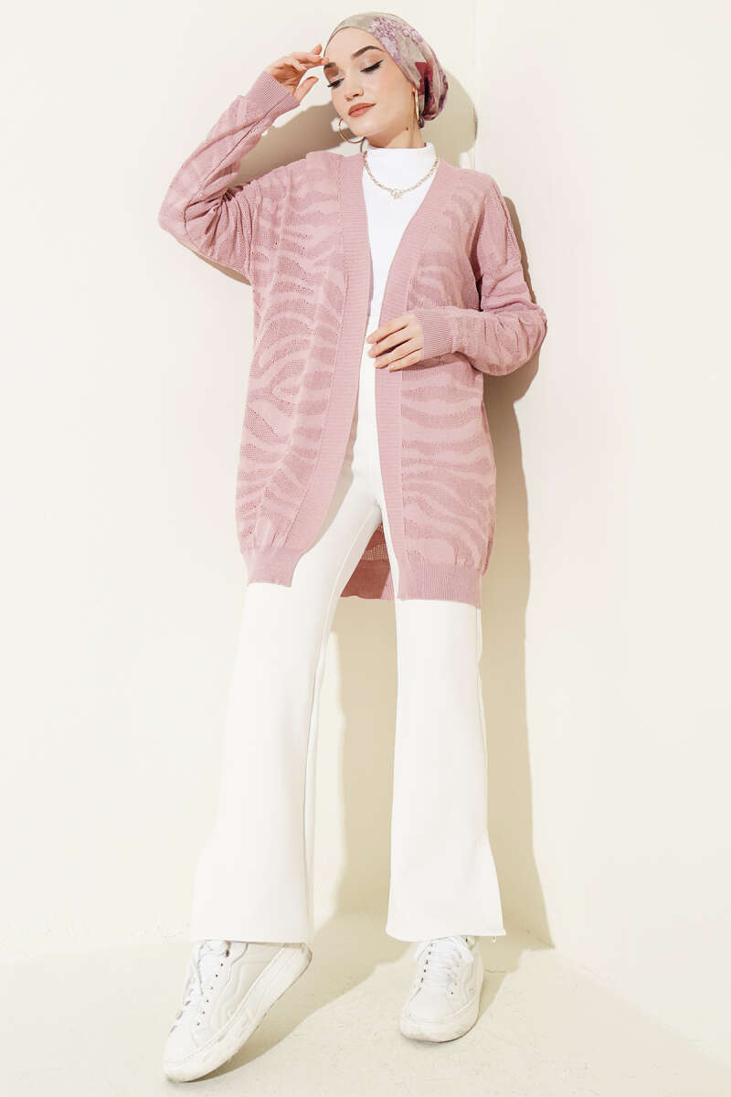 Zebra Print Knit Cardigan Rose Dust – Image 2