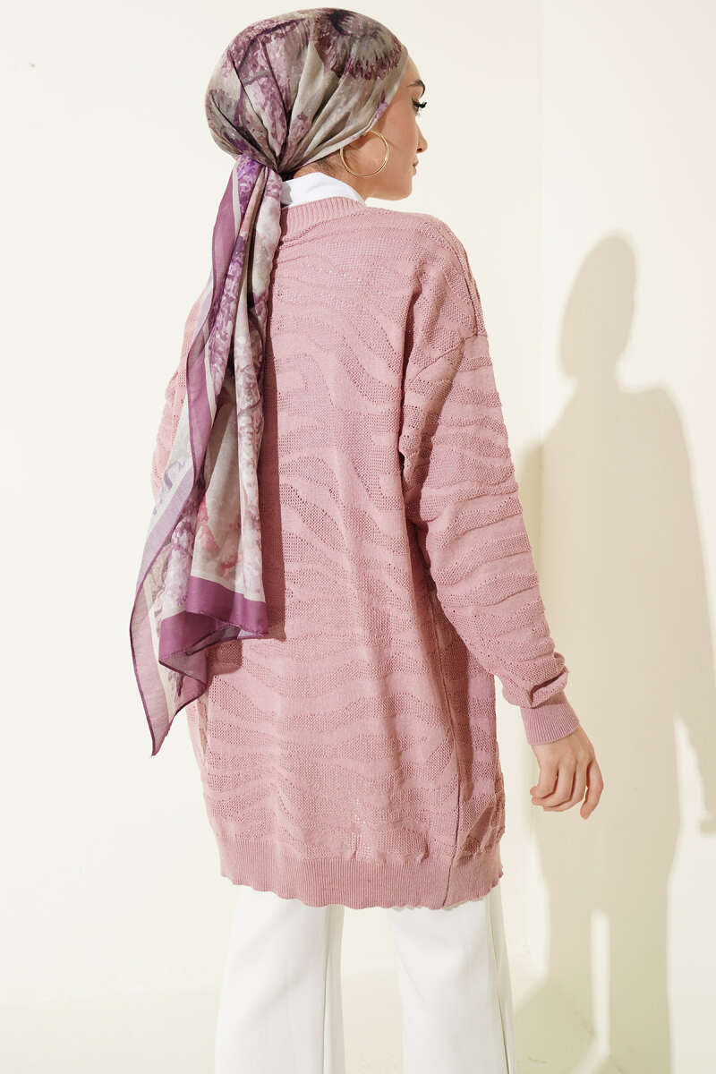 Zebra Print Knit Cardigan Rose Dust – Image 3