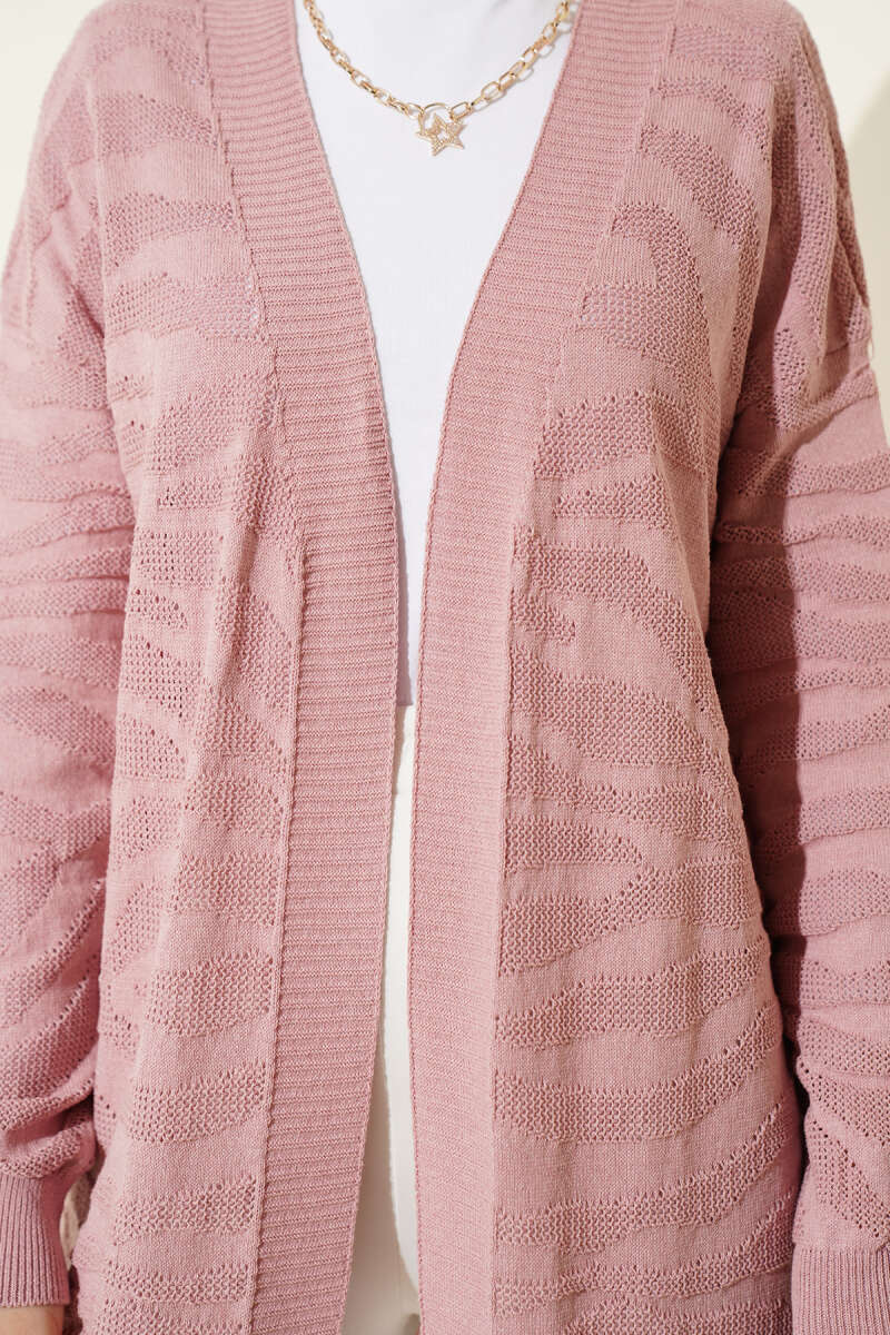 Zebra Print Knit Cardigan Rose Dust – Image 4