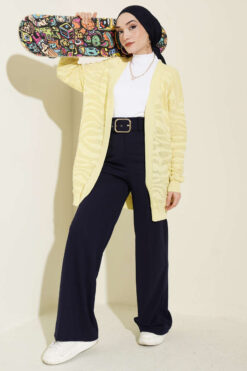 Alternative view of Zebra Print Knit Cardigan Yellow