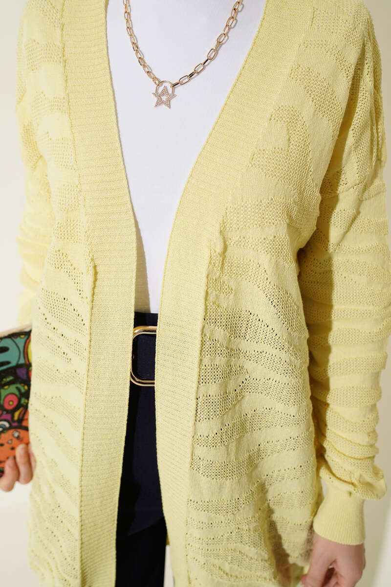 Zebra Print Knit Cardigan Yellow - Afbeelding 4