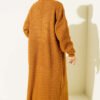 Zigzag Textured Knit Long Cardigan Camel – Image 3