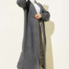 Zigzag Textured Knit Long Cardigan Smoke - immagine 2