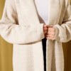 Zigzag Textured Knit Long Cardigan Stone – Image 4