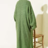 Zigzag Textured Knit Long Cardigan Green - Image 3
