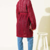 Chevron Patterned Open-Front Knit Cardigan with Belt Burgundy – Bild 3