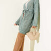 Chevron Patterned Open-Front Knit Cardigan with Belt Hazel – Bild 2