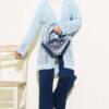 Chevron Patterned Open-Front Knit Cardigan with Belt Blue - Afbeelding 2