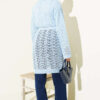 Chevron Patterned Open-Front Knit Cardigan with Belt Blue - Afbeelding 3