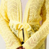 Chevron Patterned Open-Front Knit Cardigan with Belt Yellow – Bild 4