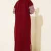 Long Zigzag Striped Pattern Knit Cardigan Burgundy – Image 3