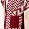 Long Zigzag Striped Pattern Knit Cardigan Burgundy – Image 4