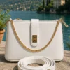 Bag with Lock Detail and Chain Accessory White