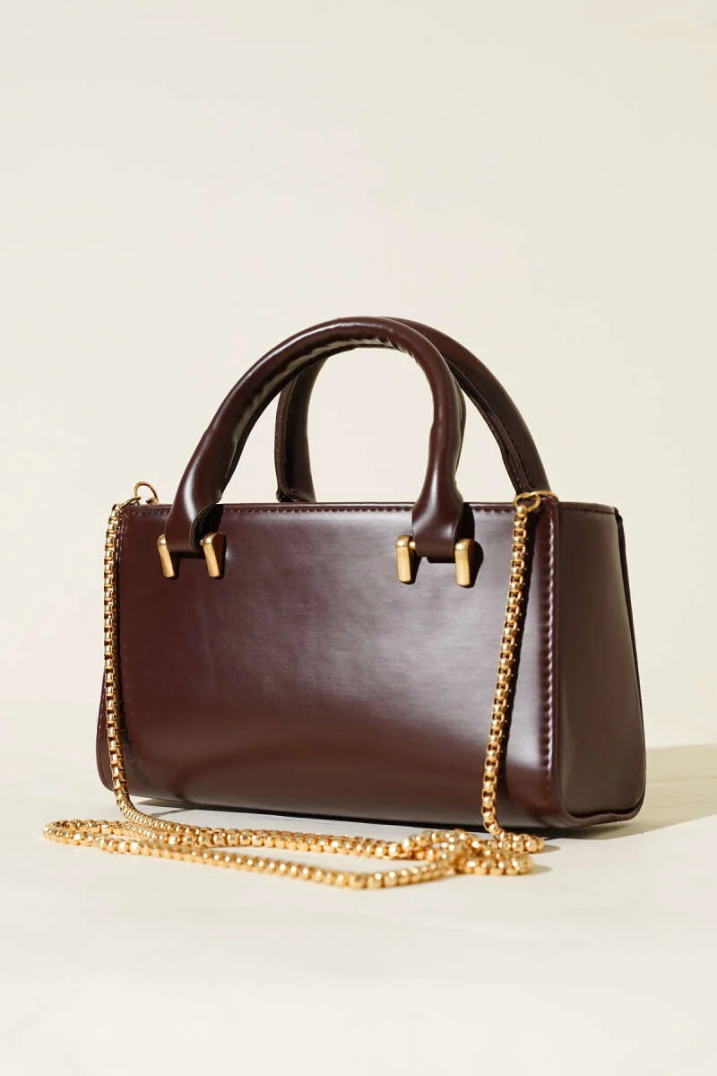 Chain Strap Magnetic Bag Dark Brown
