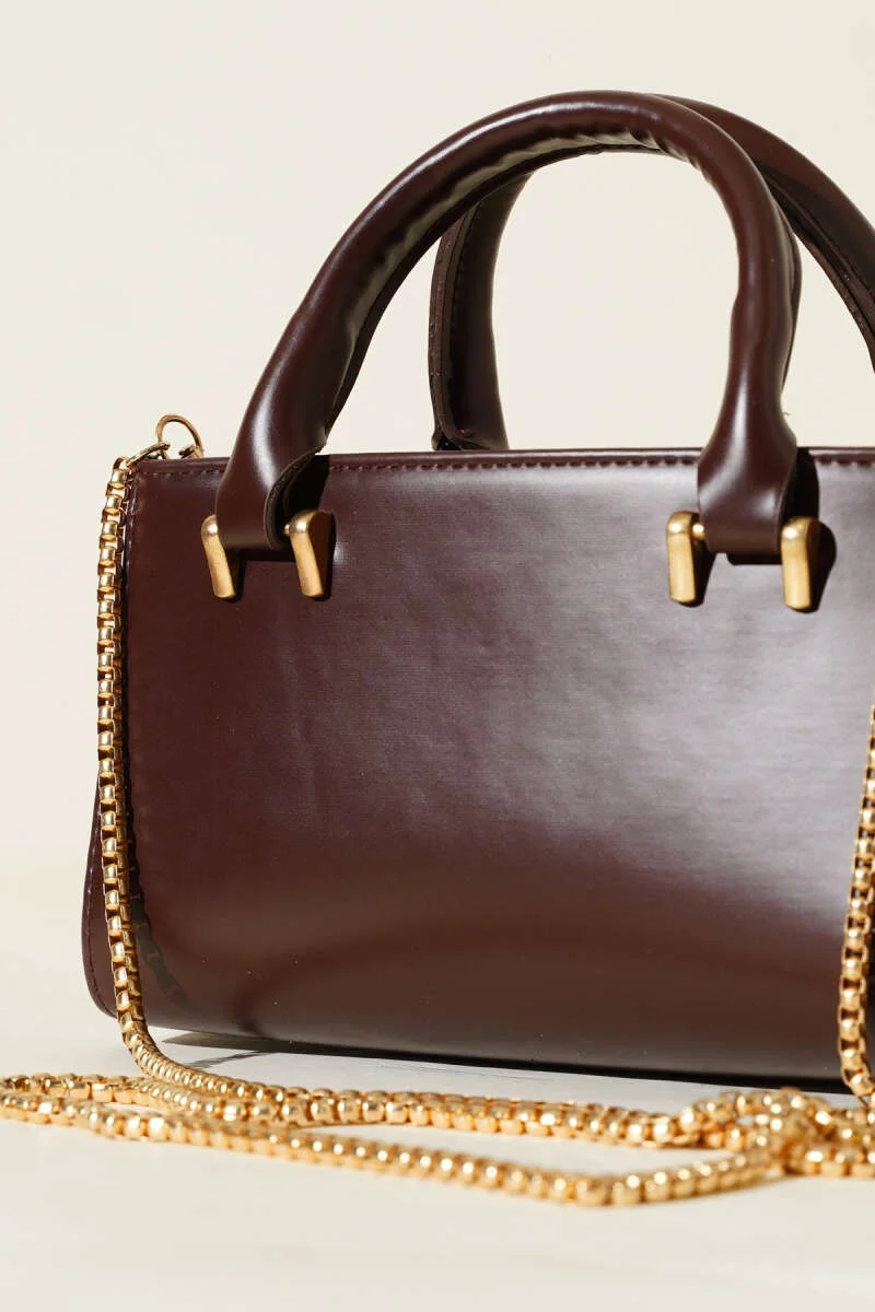 Chain Strap Magnetic Bag Dark Brown - Afbeelding 3