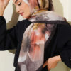 120 cm Flower Pattern Scarf Dark Brown - Image 2