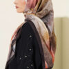 120 cm Flower Pattern Scarf Dark Brown - Image 3