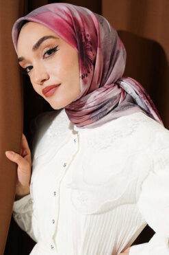 Alternative view of 120 cm Flower Pattern Scarf Rose Dust