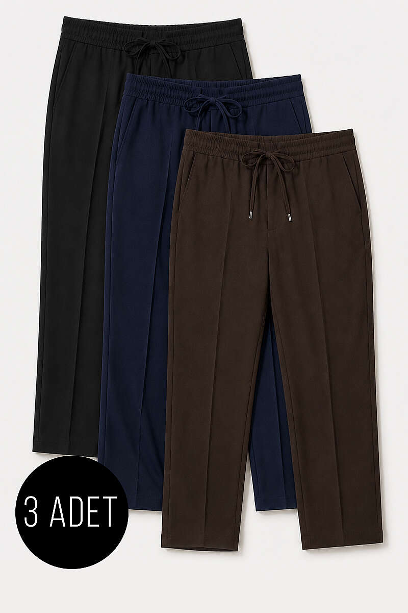 3-Piece Waistband Elastic Slim Fit Trousers Assorted 7 Assorted 7 – Image 4