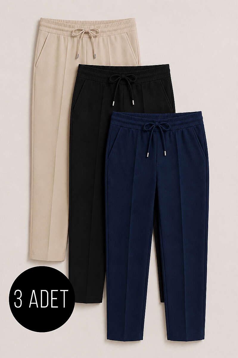 3-Piece Waistband Elastic Slim Fit Trousers Assorted 7 Assorted - Imagen 5